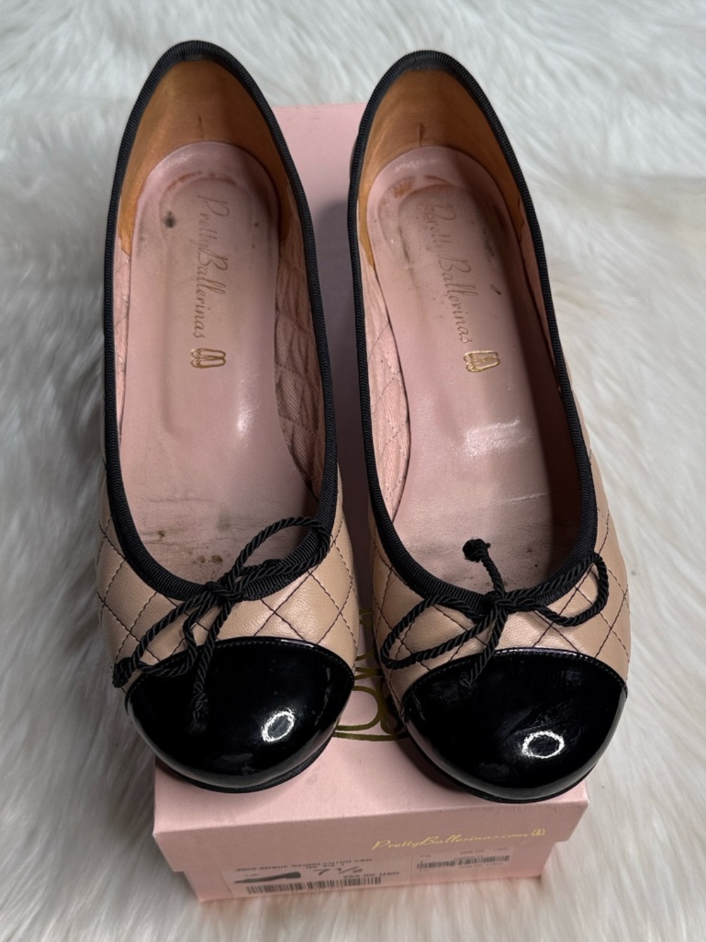 Pretty Ballerinas Beige Quilted Leather Gretschen Ballet Flats